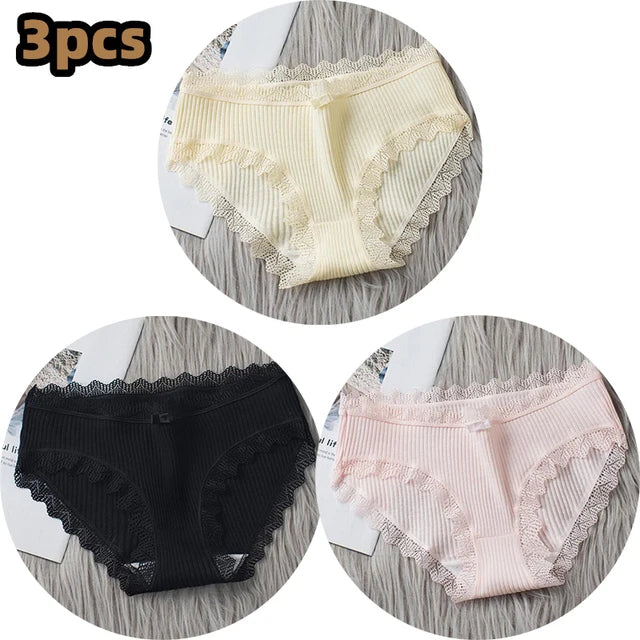 Damen Lingerie Unterwäsche mit Schleife Baumwolle Niedrig Bund Einfaches Design Komfortabel