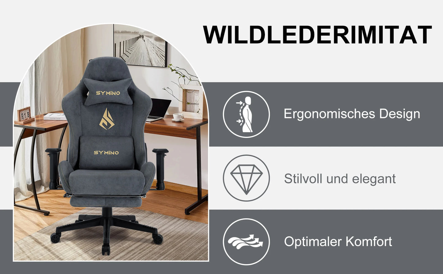 Gaming-Stuhl 2025: Symino Gaming Chair Ergonomic Gamer Chair Footrest - Breathable PC Chair Adjustable Lumbar Cushion Headrest Collection