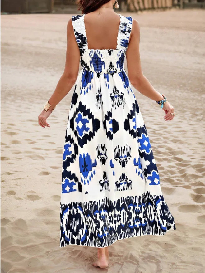 Girls floral long dress beach summer street style dress