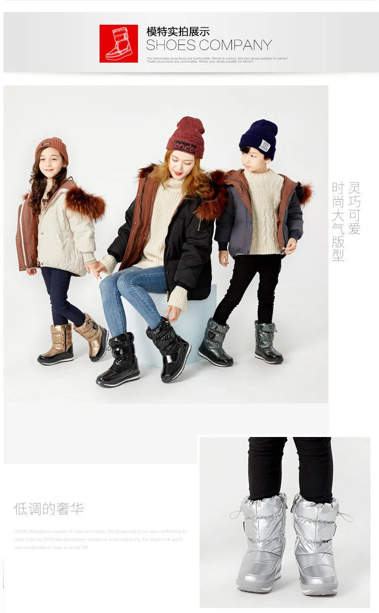 Kinder-Schneestiefel, 2025, Herbst-Winter-Wolle, warm halten, Kinderstiefel, Marke, modisch, wasserdicht, rutschfest, Baumwollschuhe für Mädchen und Jungen