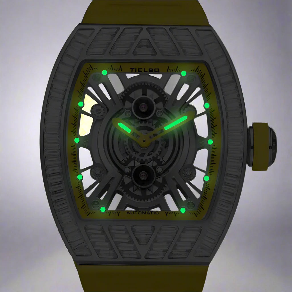 TIELBO sapphire luminous hands crystal hollow design mechanical watch