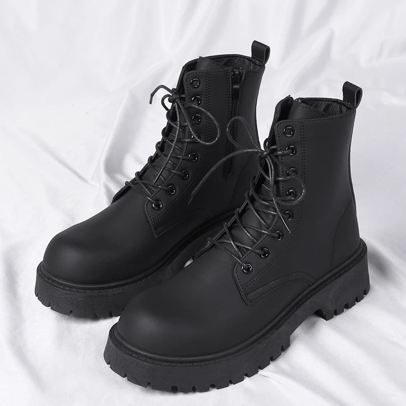 Cizme de lucru FujianChoice de toamnă, stil britanic - mărimea 42, cu talpă de cauciuc și șireturi, pentru orice vreme