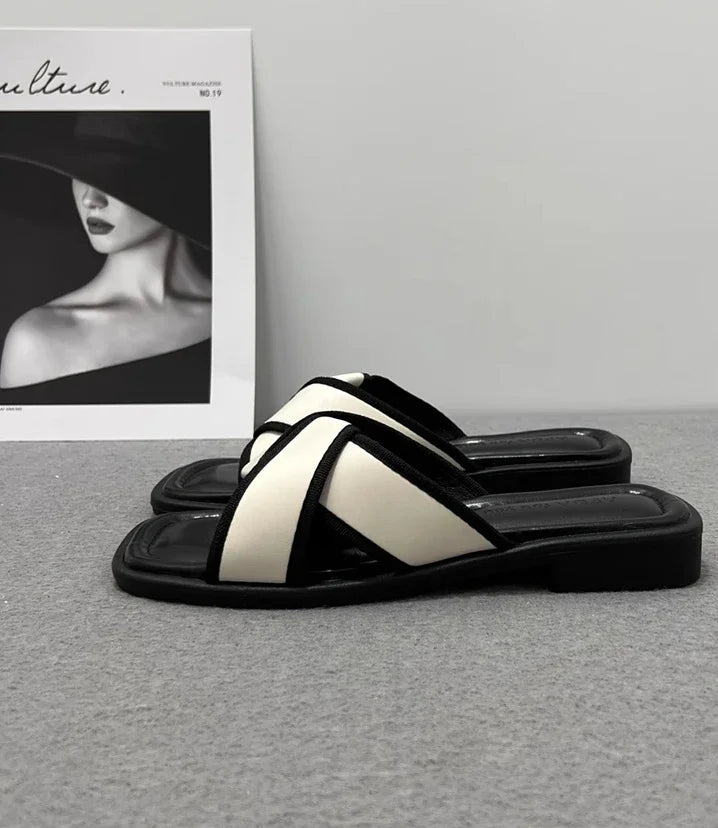 House Slides Home Low Heel Sandals Shoes for Women Black on Beach Open Toe Indoor Outside Word Flat Woman Slippers Vip W F Offer