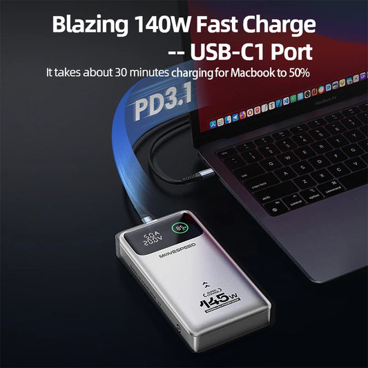 MOVESPEED M25Pro Power Bank 25000mAh - 140W USB-C PD Schnellladung für MacBook & Laptop