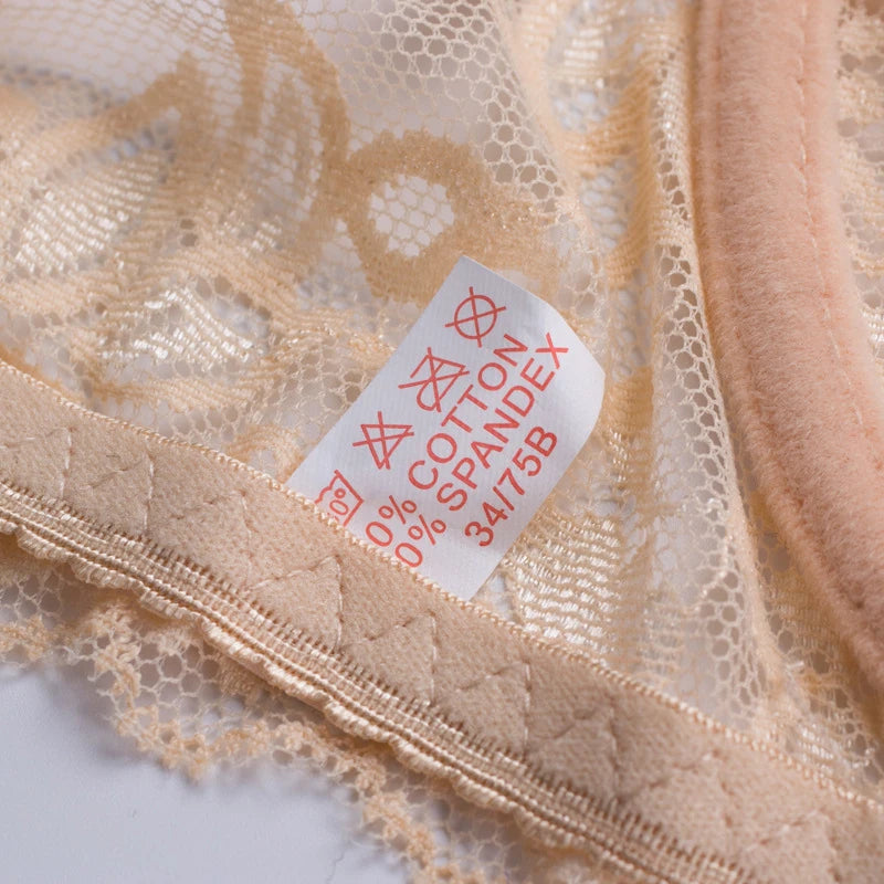 Women underwear Comfy Classic elegant Lingerie Lace Transparent elegant women's bra Solid Underwire Elastic Soft Bra Seamless calcinha