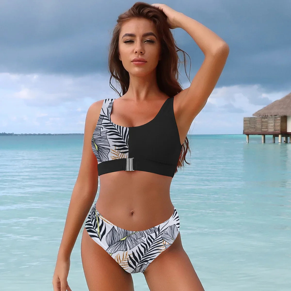 High Waist Bikinis 2025: Verbesserte Unterstützung Wire-Free Angepasste Größe - Schwimmanzug Damen Elegant Biquini Leopard Badeanzug Fashion