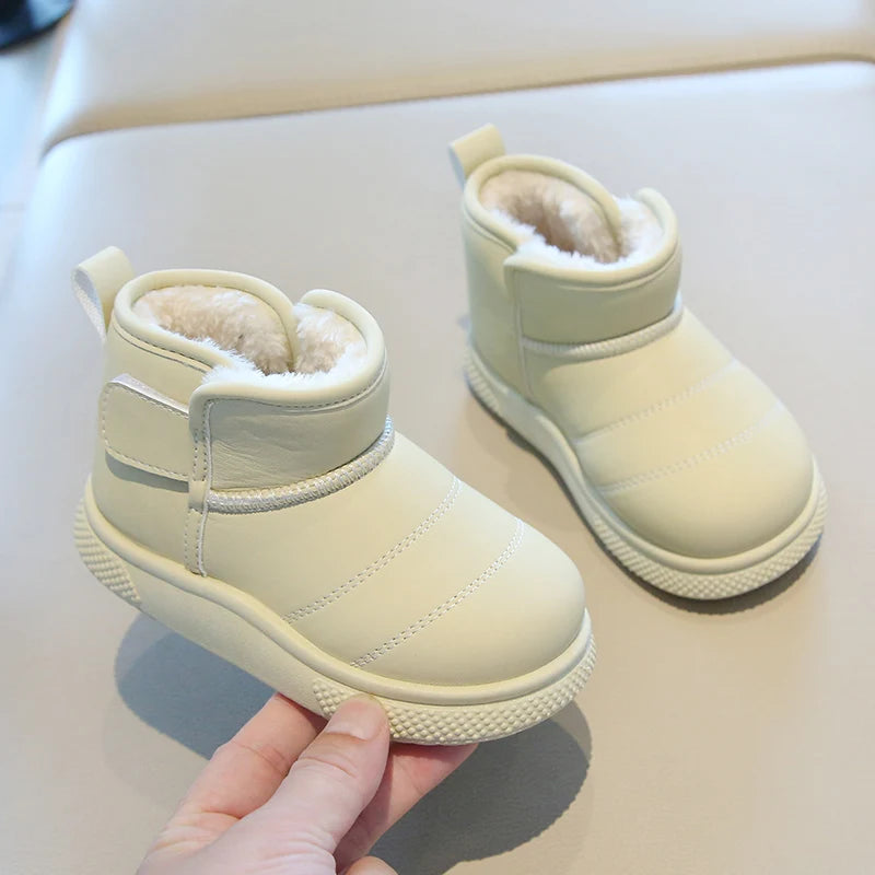 Kinder Schneestiefel Prägnanter Stil Plüsch Chunky Winter Kinder Kurzstiefel Einfarbig Slip-on Unisex Klassische Jungen Mädchen Schuhe