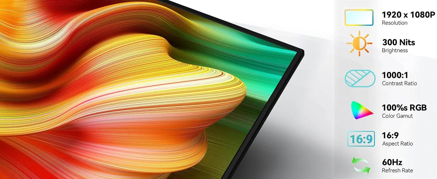 UPERFECT 15,6 Zoll Touch Monitor - Aufl. 1920x1080, 300 CD/M2, 60 Hz