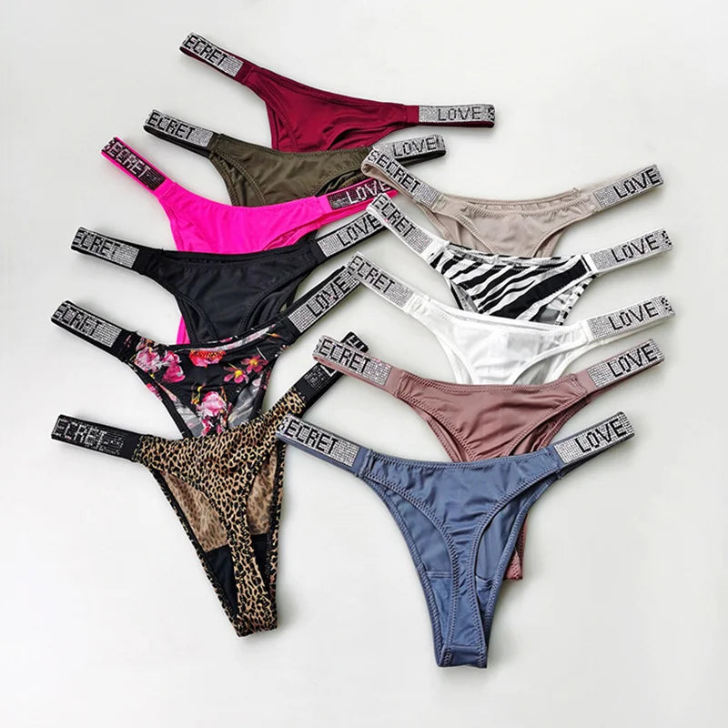 ZQTWTC Damen String 2025 - Tief sitzende Panties mit Strass-Details S-XL