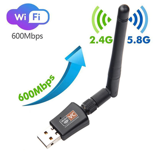 WiFi-Adapter 2025: Dual-Band 600Mbps USB - 2.4GHz 5GHz Antenna Collection