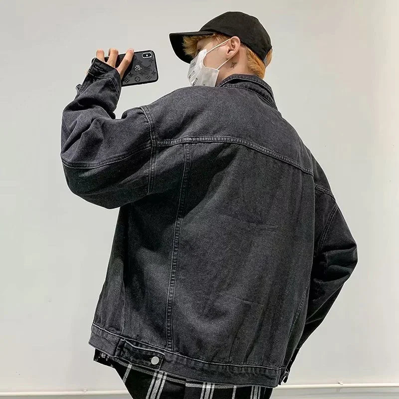 Bakorobaty Jeansjacke Einreihig Retro Locker - Blau Regular