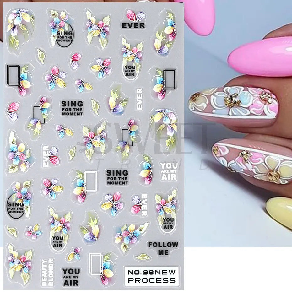 SWEET TREND JINO 3D Blumenaufkleber - 12 Stück Matte S