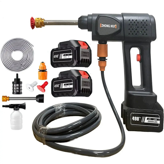 Elektrische Hochdruck-Wasserpistole 60 Bar Autowaschpistole Tragbarer Kabelloser Hochdruckreiniger mit Akku Auto-Reinigungsset by Golden Bridge Store