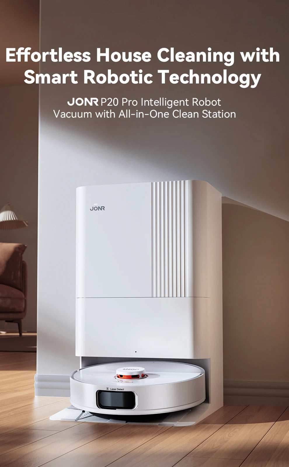 JONR P20 Pro Wischfunktion - Staubbeutel 3L Robot-Leistung 50W Wassertank 4L