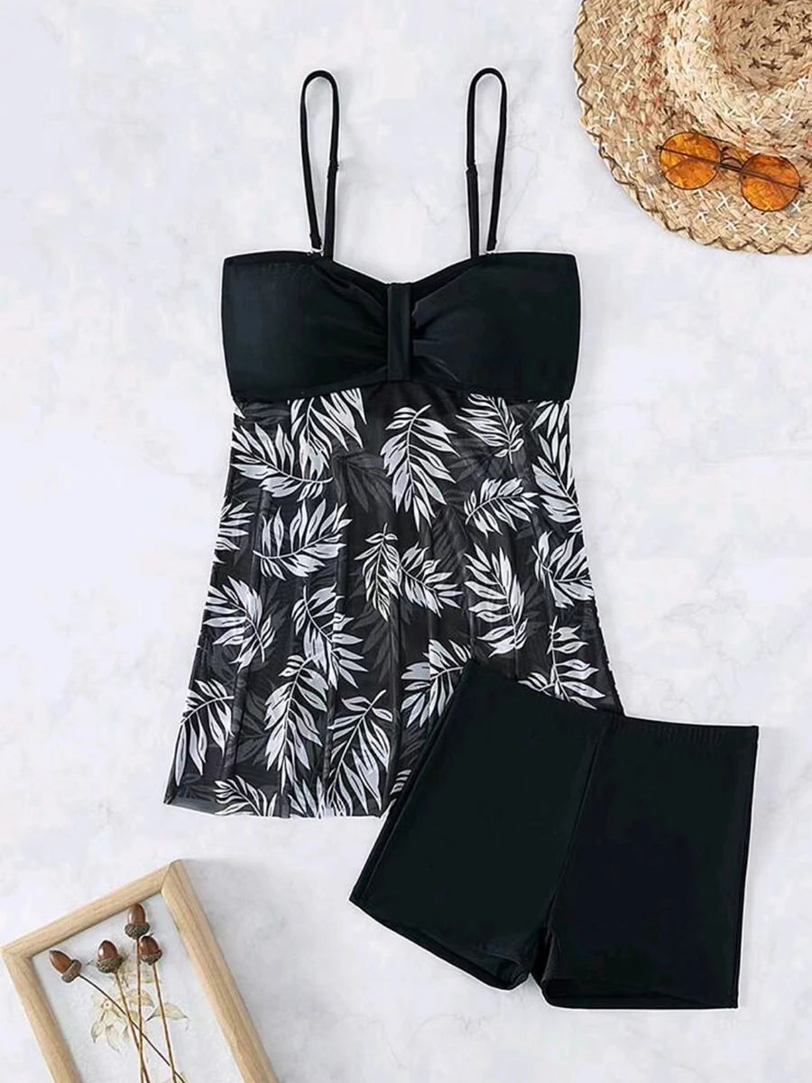 Tankini-Set 2025: lyric Short Dress Tankini With Shorts Swimsuit Women Swimwear - Female Padded Printed Bathing Swim Suit Swimming Beachwear Summer Collection