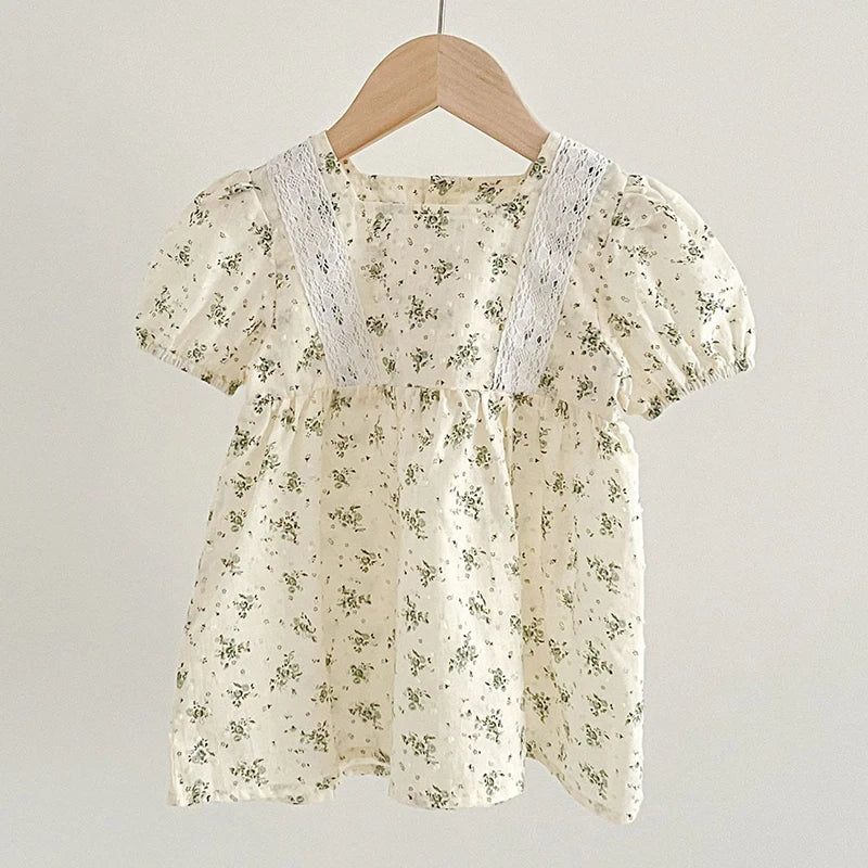 Infant Baby Girls Short Sleeve Green Printing Tops Shorts 2Pcs Clothing Sets Summer Baby Girls Children's Clothes Suit 0-3Yrs