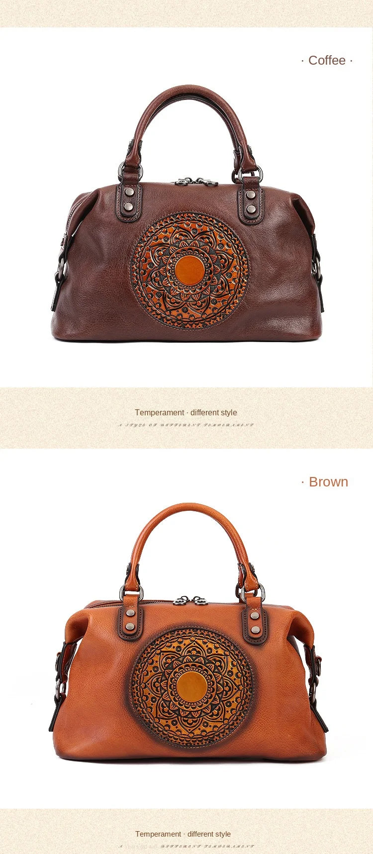 women genuine leather tote bag classic cowhide shoulder handbag with zipper