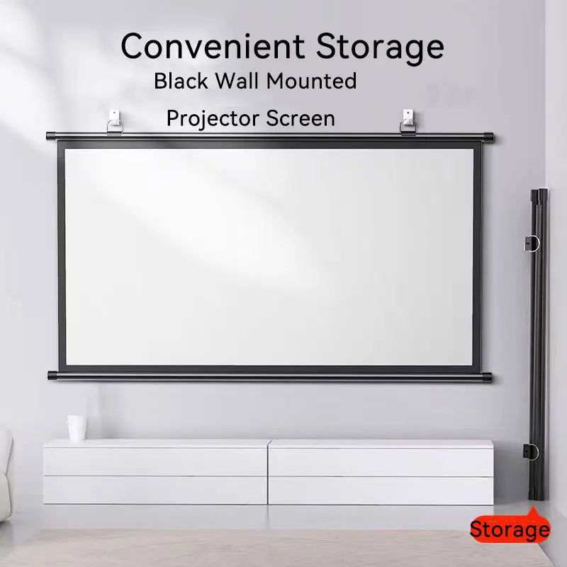Thinyou 60inch 72inch 84inch 100 Inch 16:9 HD Projector Screen White Manual Pull Up Diagonal High-definition pantalla proyector