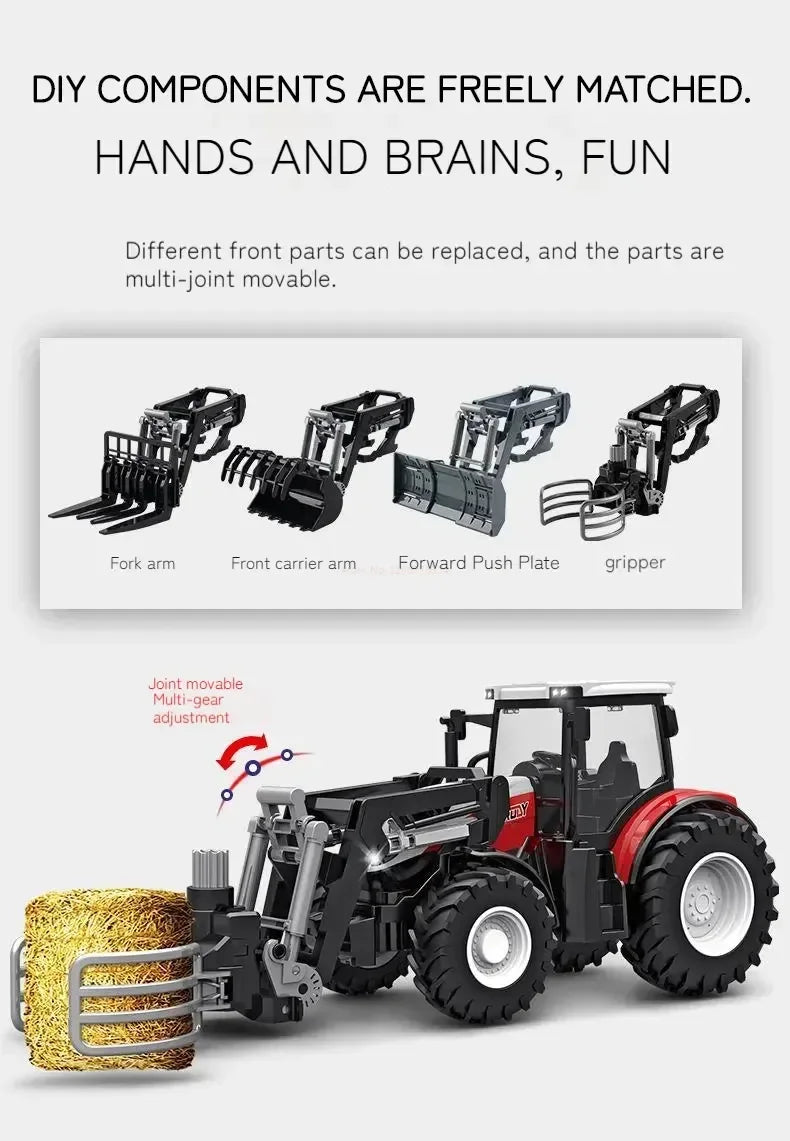 RC Auto 1:24 Legierung Ferngesteuert Traktor Spielzeug Mit Scheinwerfer Simulation Elektrisch Farm Truck Spielzeug Set Kind Outdoor Spielzeug Geschenke