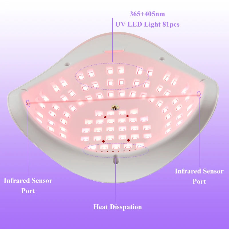 Big Power UV LED Lamp For Nails With 4 Timer Memory Function 81LEDs Lamp For Fast Gel Polish Drying Lamp Nail Equipment