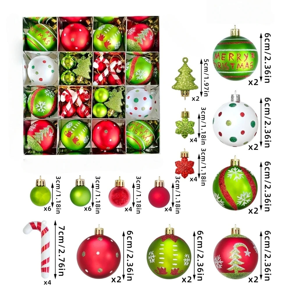 GlitzerKugeln Deluxe Glitzernde Kugeln - 40 Stück, Ø4 cm, Rot-Grün