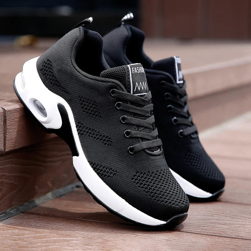 Women Casual Shoes Breathable Walking Mesh Flat Shoes Platform Sneakers Women Tenis Gym Vulcanized Shoes White Female Footwear