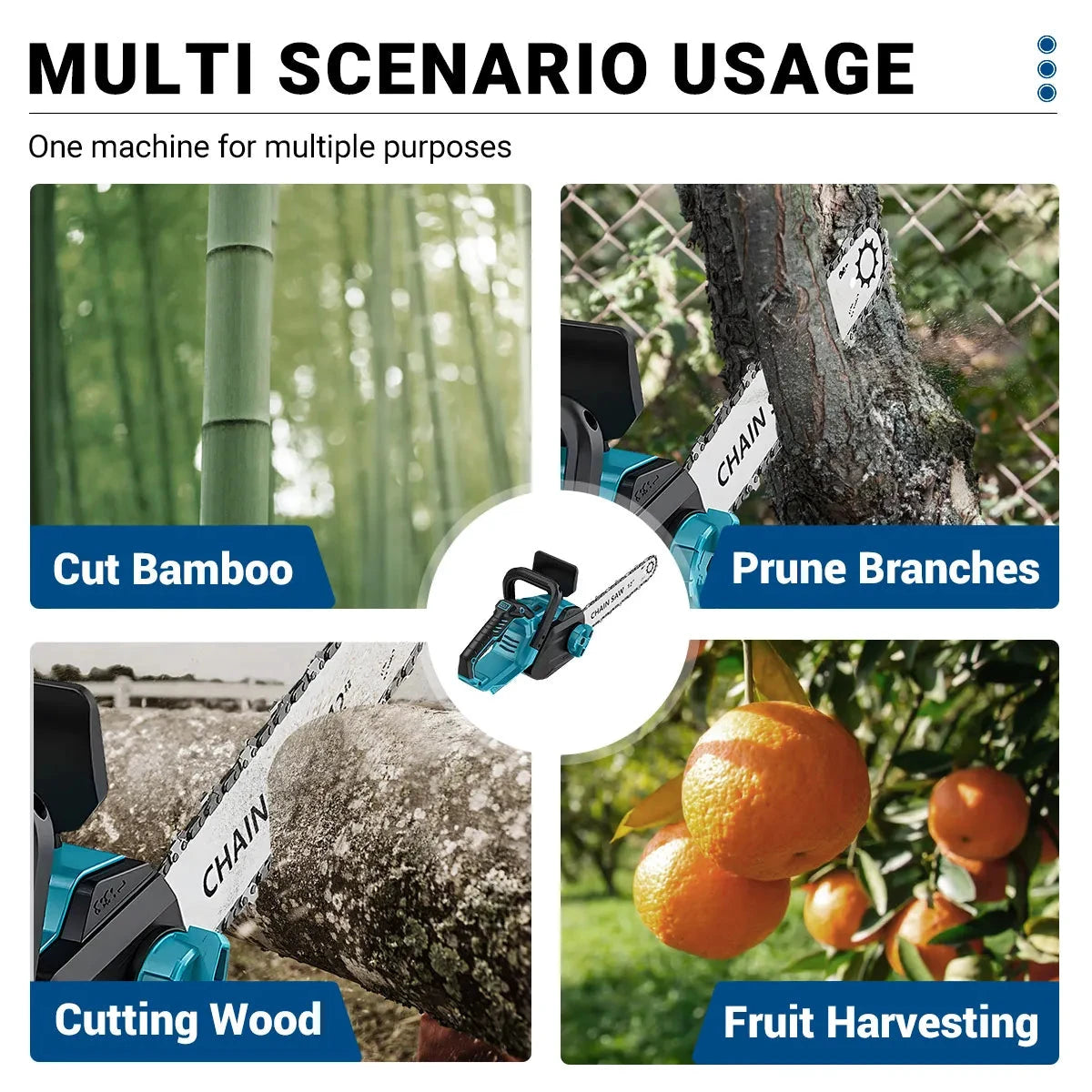 DRILLPRO Akku-Kettensäge Bürstenlos - 12-Zoll, 1200 W, 2.5 Ah by Golden Bridge Store