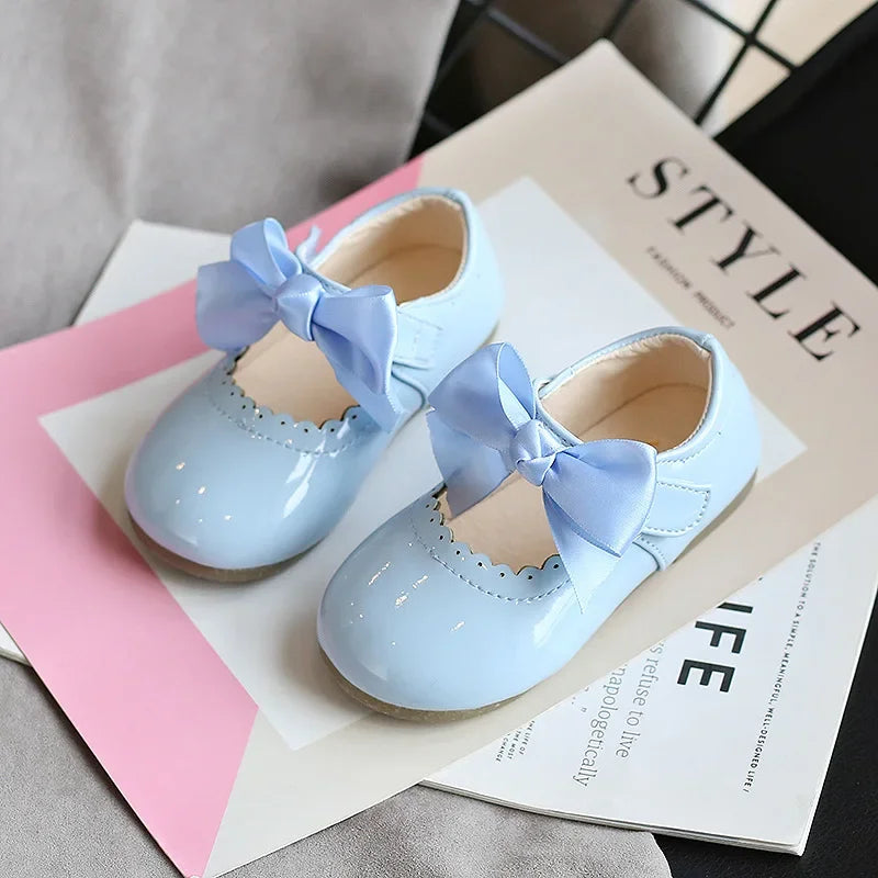 Baby Prinzessin Mädchen Schuhe 2025 - Frühling Herbst Süße Schleife Lackleder - Tanzschuhe Erste Laufschuhe Kinder
