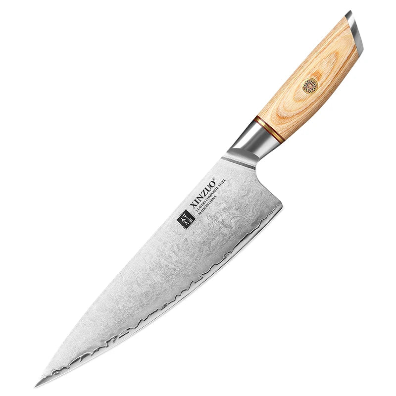 XINZUO 1-5pcs Knife Set Pakkawood Handle Nails 3-layer Clad Steel 60±2 HRC 15°±1 Per Side Kitchen Accessory Tools Best Gift