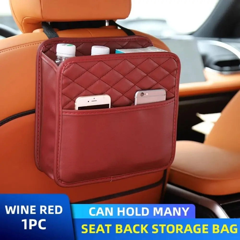 Leather Car Backseat Storage Bag Multifunctional Adjustable Backseat Large Capacity Pocket Protector Seat Back