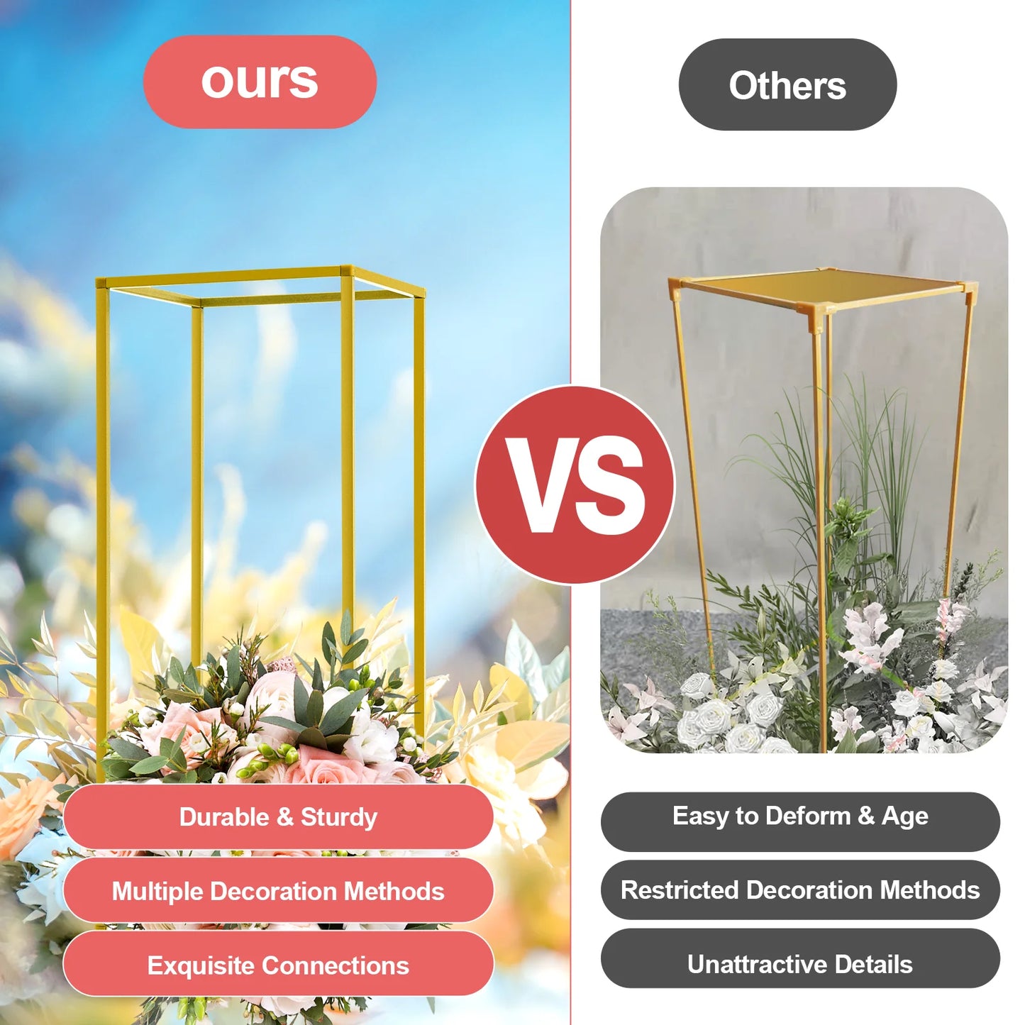 GoldLine Blumenständer 60 cm Höhe Metall 5 kg Tragkraft 10er Set