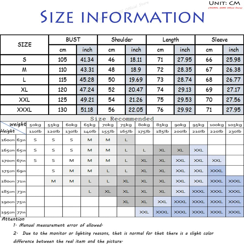 ANIMAL GAME Zipper Kapuze Oversize - Größe, Material, Dicke