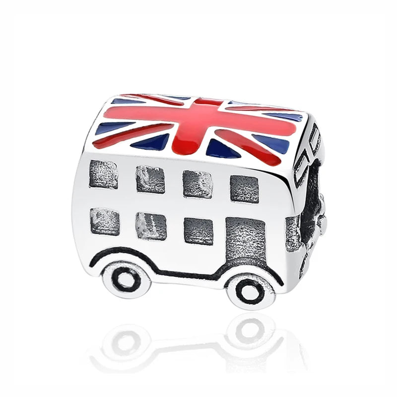Originale 925 Sterling Silber Charms Liebe Reise London Bus Koffer Paris Perlen passen für Pan Armbänder Halsketten Frauen DIY Schmuck