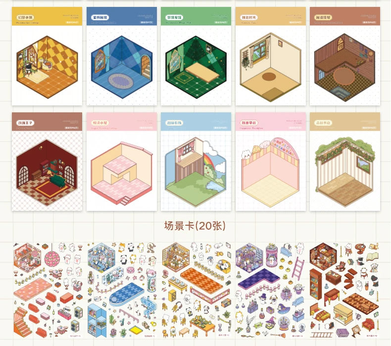 Kawaii 20in1 3D Cartoon Aufkleber - DIY, 190x135mm