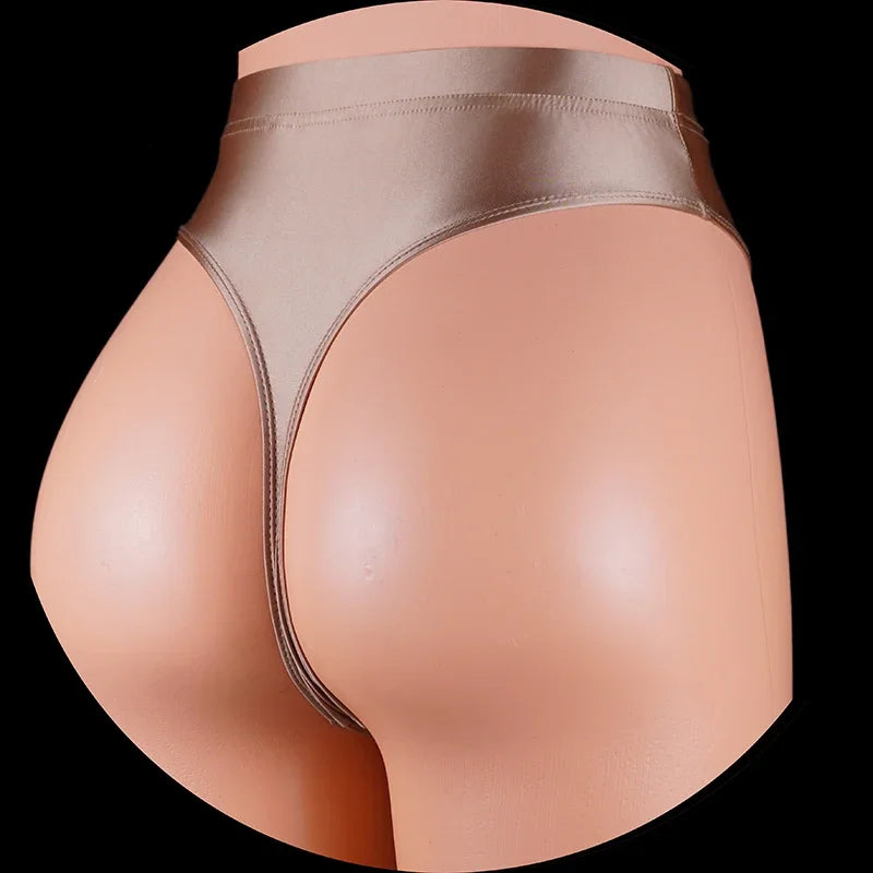 YAULAANG Damen String 2025 - Japan Style High-Waist Satin String glänzend