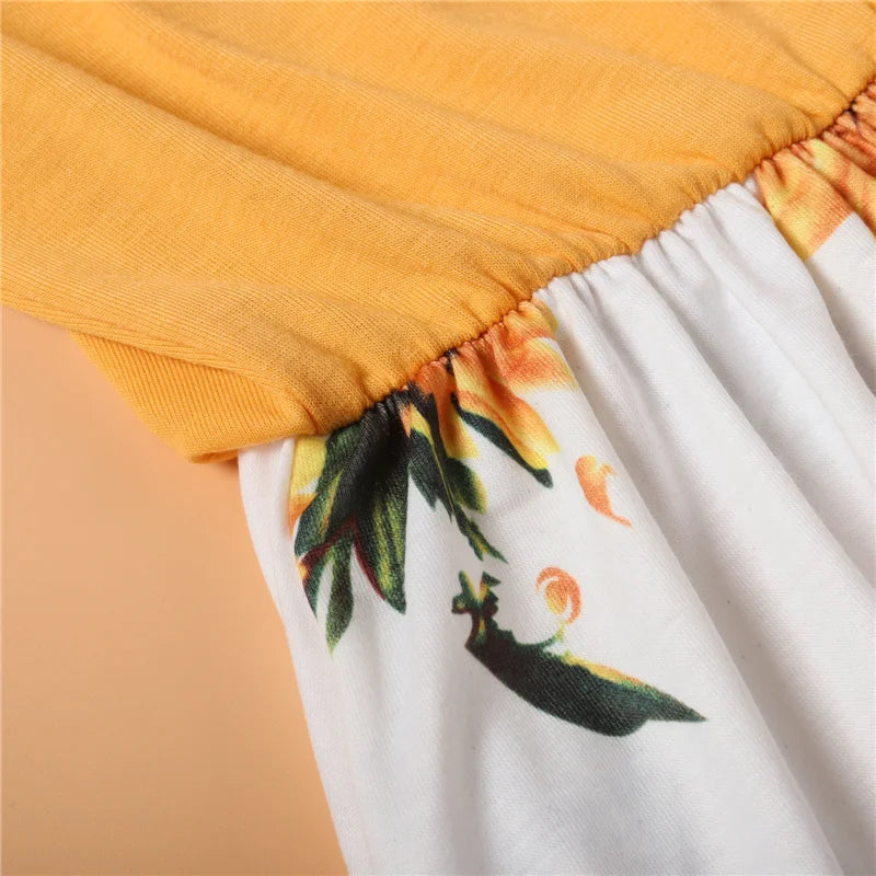 Mother Daughter Matching Dresses Family Sets Floral Fashion Woman Girls Long Dress Outfits Sleeveless Family Look Dress