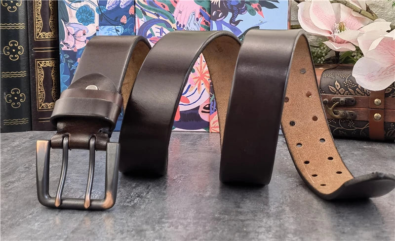 Herren Ledergürtel 2025 - Super Wide 4.2CM Luxury Thick Genuine Leather Double Buckle