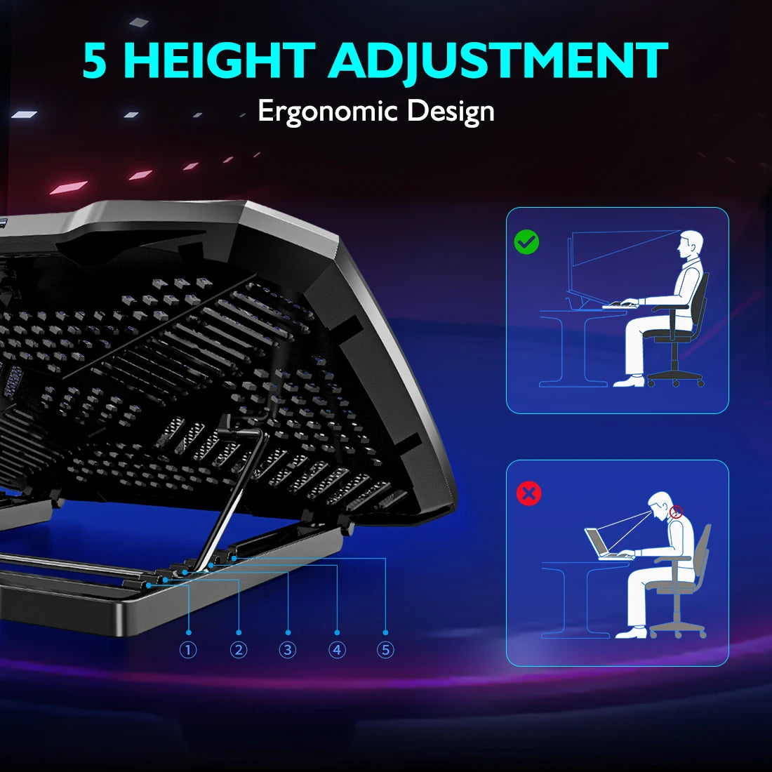 Laptop-Kühler 2025: COOLCOOLD 12-17" 5-Fans - Angle Adjustable Phone Collection