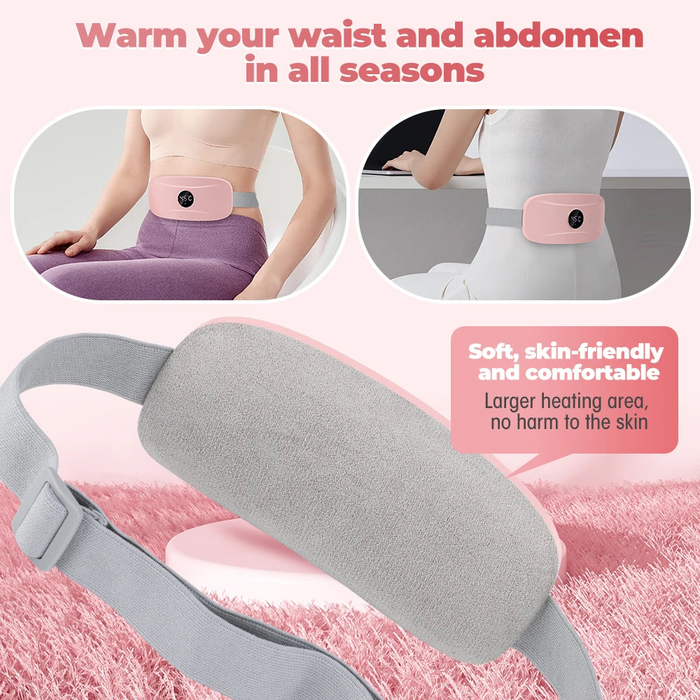 Menstrual Heating Belt 3 Gears Vibrating Electric Belly Massager Period Pain Relief Waist Stomach Abdominal Warming Belt Pad
