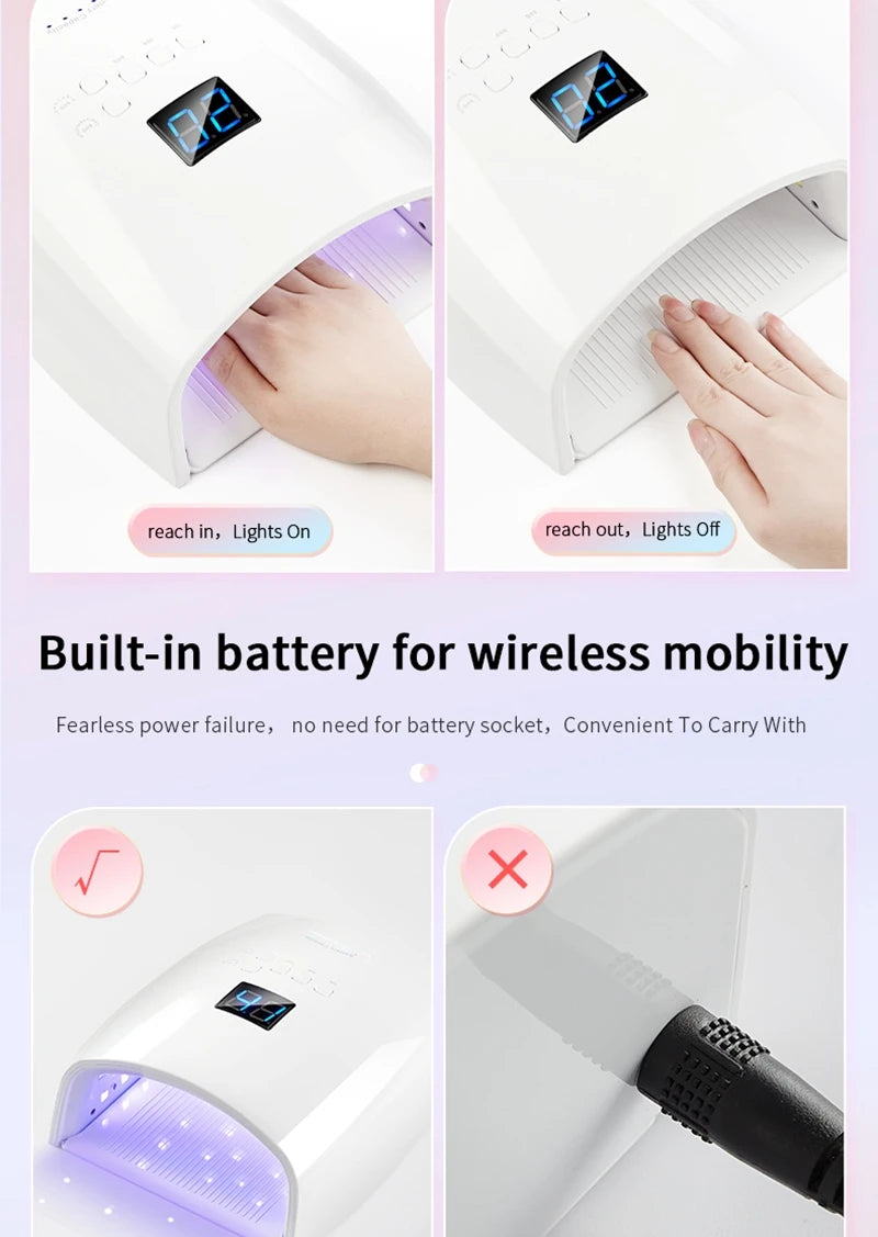Rechargeable UV LED Lamp for Nails Wireless Gel Polish Nail Dryer Pedicure Manicure Light Cordless LED Nail Lamp For Manicure