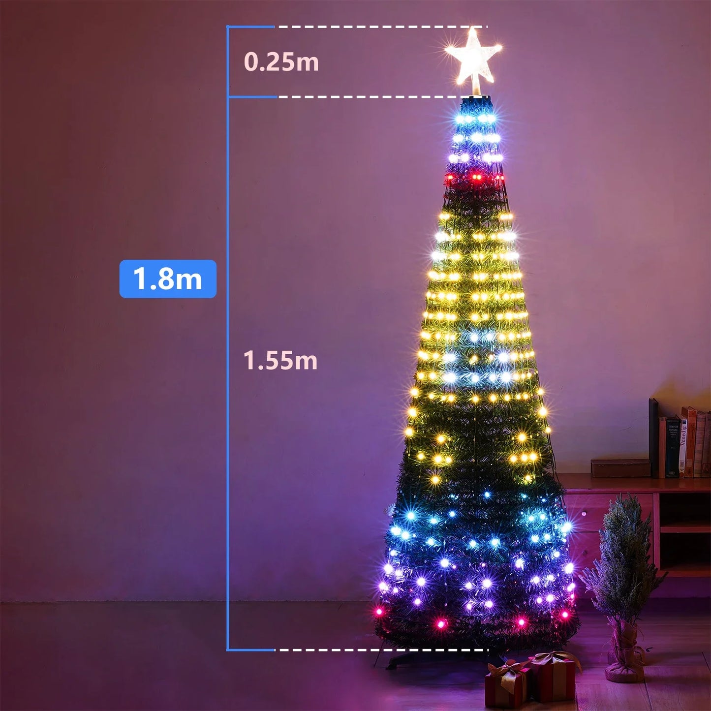 RTONTR Weihnachtsstern LED Smart RGB - Länge 5 m, 60 lm