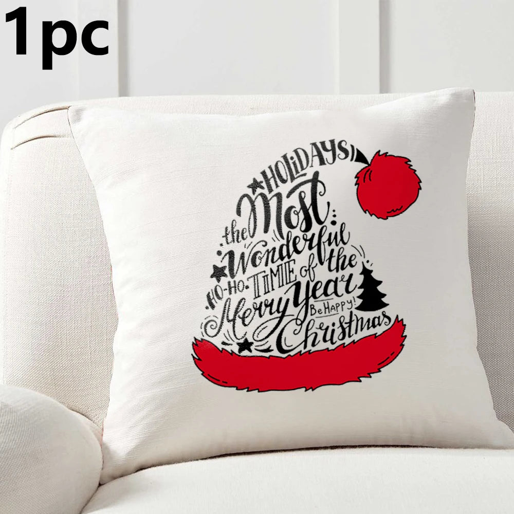 1pc/4pcs 45cm*45cm Christmas Cushion CoverMerry Christmas Decorations for Home 2025 Cristmas Ornaments New Year Gifts