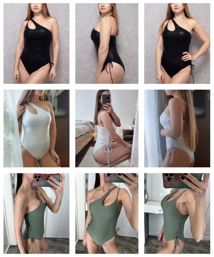Badeanzug 2025: TOKITIND Solid Lace Up Badeanzug Damen Sexy Swimsuit Swimwear - Push Up Damen Bathing Suit Beachwear Female Bodysuit
