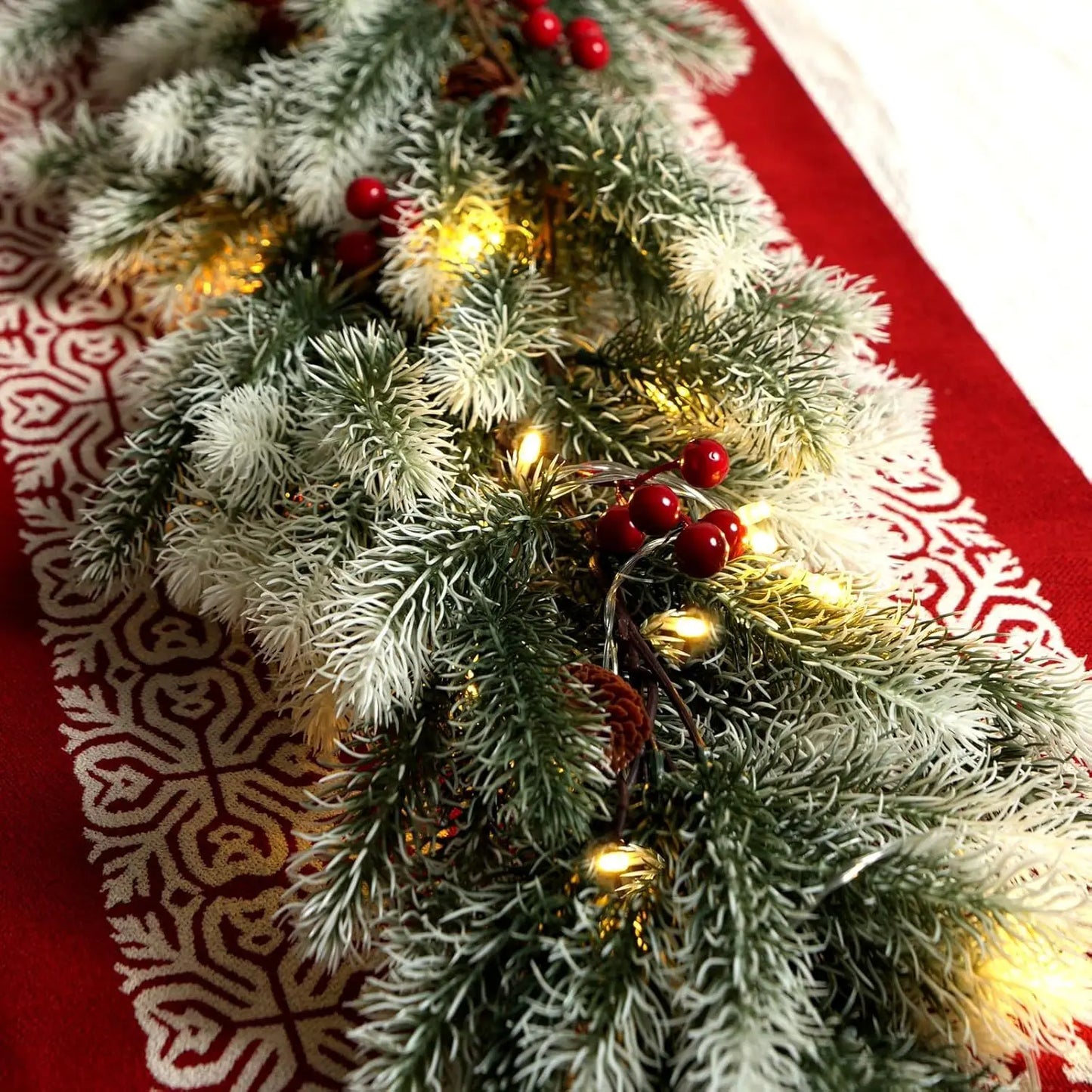 6 Fuß echte künstliche Girlande – ideal für Weihnachten, Winter und Neujahr, Dekoration für Mantel, Tisch, Wand, Weihnachtsdekoration