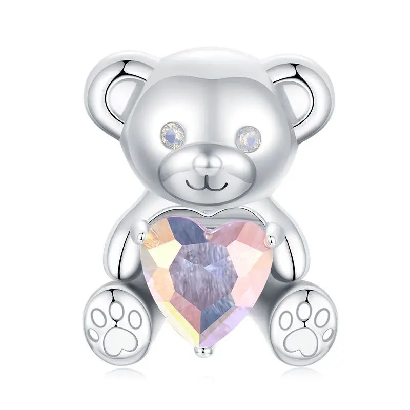 Sterling Silber Anhänger: WOSTU 925 DIY Armband Charms AAA Cubic Zirkonia - Haustier Kamera Biene Kaffee Marienkäfer Perlen Original 1.9g