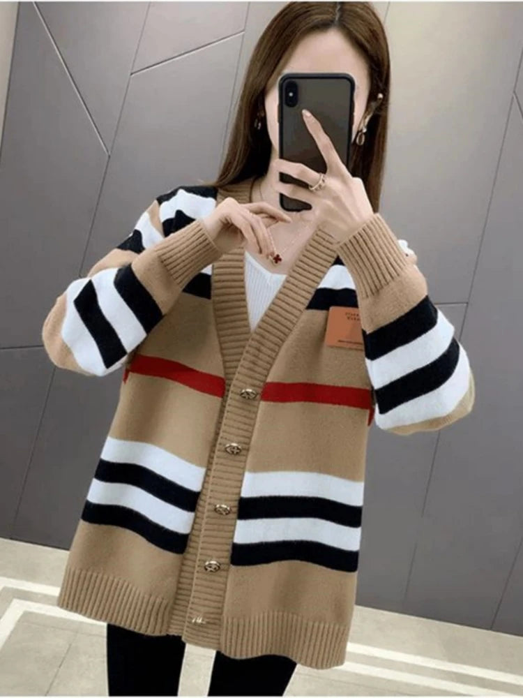 CNJiangxi Strickcardigan - V-Ausschnitt, Lockere Passform