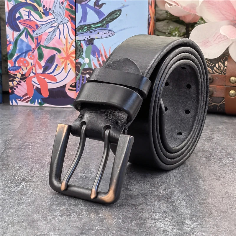 Herren Ledergürtel 2025 - Super Wide 4.2CM Luxury Thick Genuine Leather Double Buckle