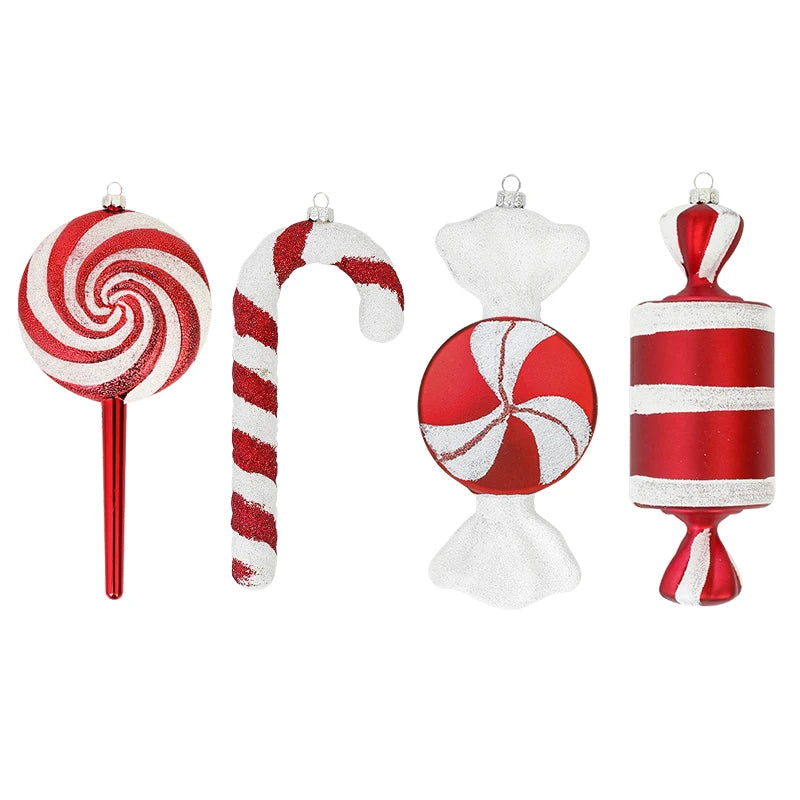 Weihnachten rot weiß Lollipop Zuckerstange Anhänger Weihnachtsbaum hängende Ornamente 2024, Weihnachtsdekoration für Zuhause, Neujahrsgeschenke
