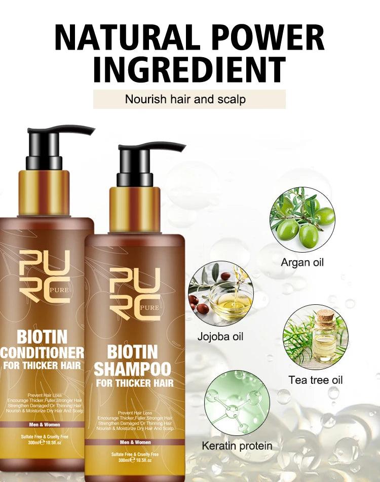 PURC,Biotin fast hair growth oil shampoo conditioner set anti hair loss