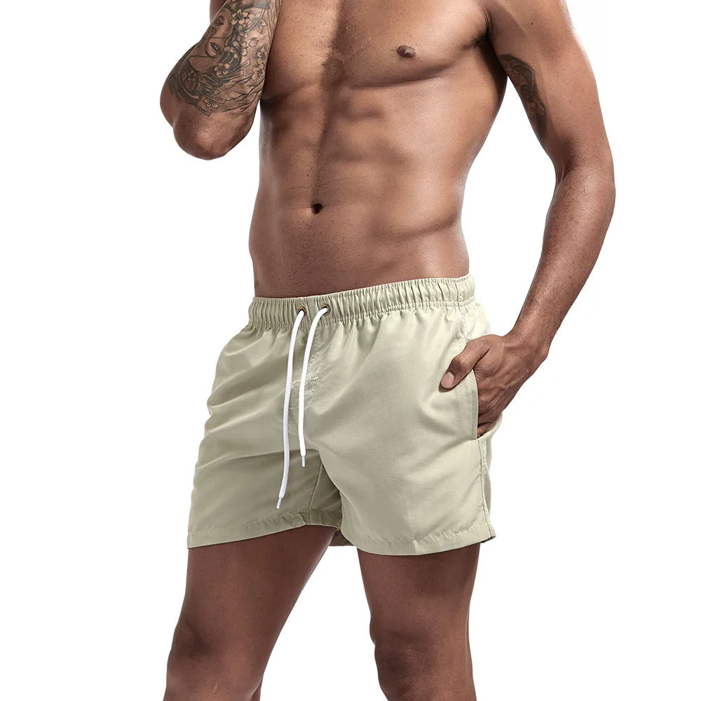 Männer Quick Dry Board Shorts - Schnelltrocknende Badehose Schwimmen Trunks Atmungsaktiv Kordelzug Taschen Surfing Beach